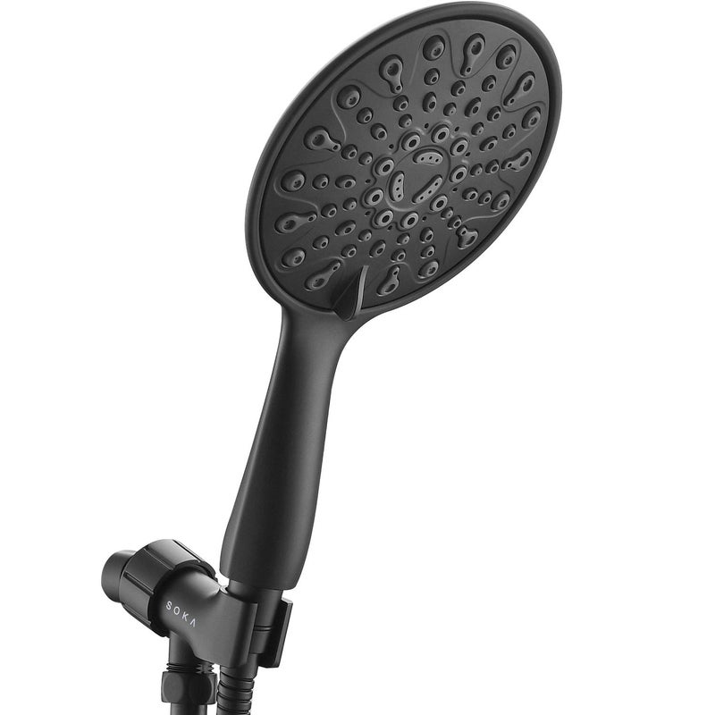 SOKA High Pressure Shower Heads with 6 Spray Setting Massage Spa 6" Showerhead with Handheld Shower Head with Extra Long Hose 59 Inches(5 Feetï¼‰And Adjustable Bracket Matte Black - Image 1